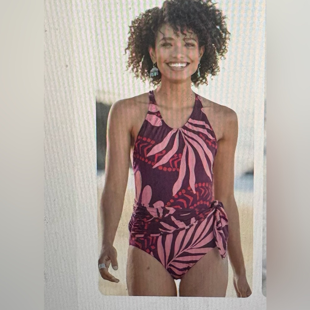 Sundance Pink and Purple One Piece Swimwear with Halter Neckline
